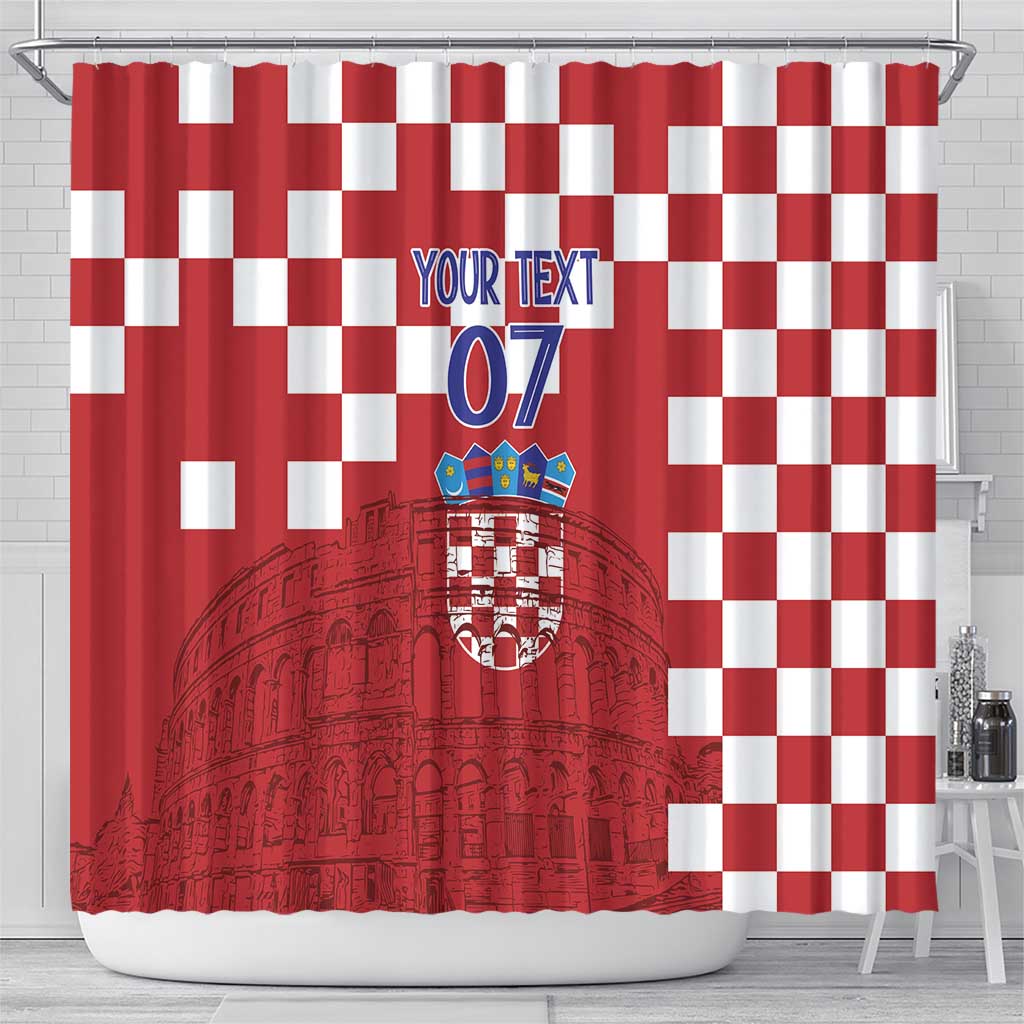 Croatia Football 2025 Custom Shower Curtain Red Hrvatska Kockasti - Pula Arena LT7