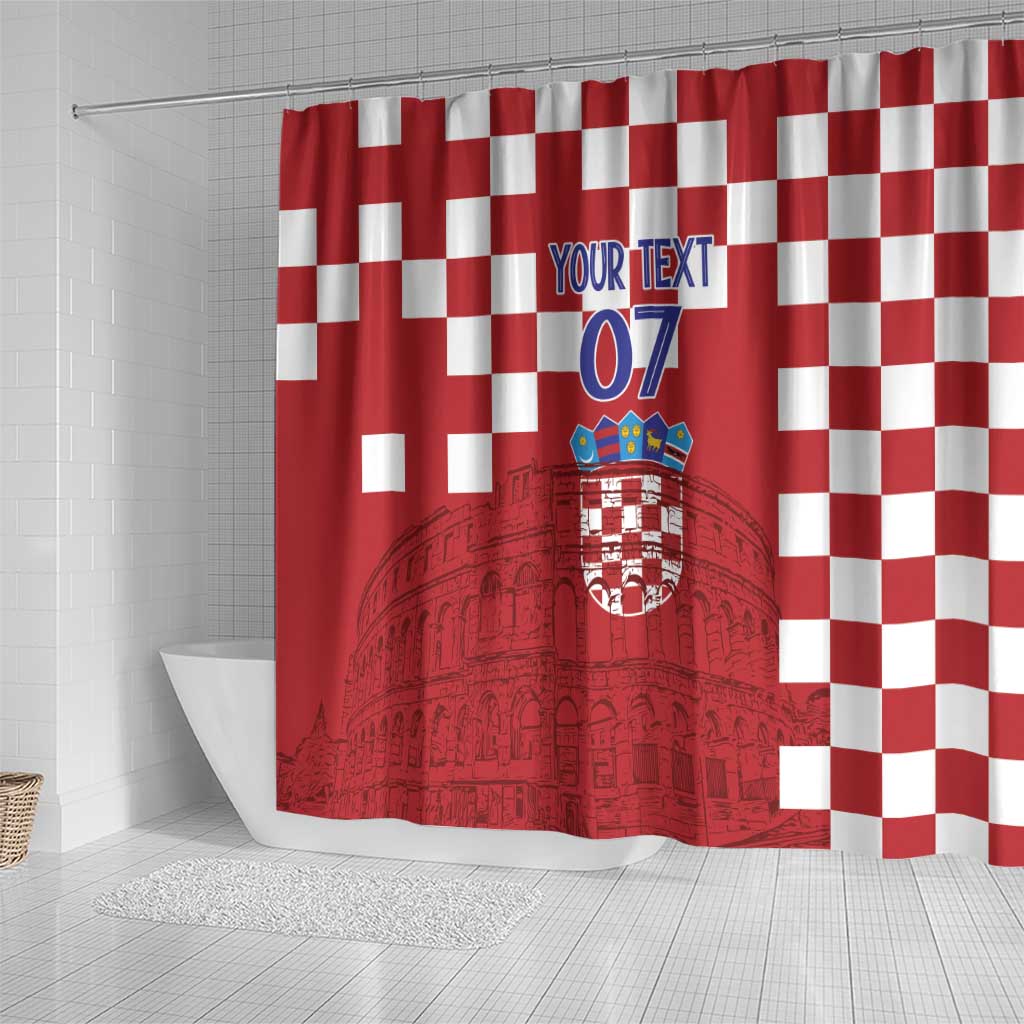 Croatia Football 2025 Custom Shower Curtain Red Hrvatska Kockasti - Pula Arena LT7