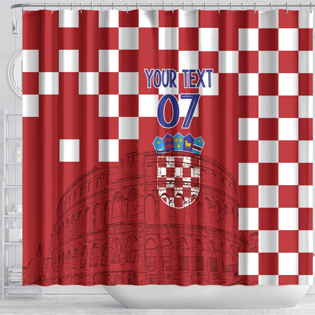 Croatia Football 2025 Custom Shower Curtain Red Hrvatska Kockasti - Pula Arena LT7
