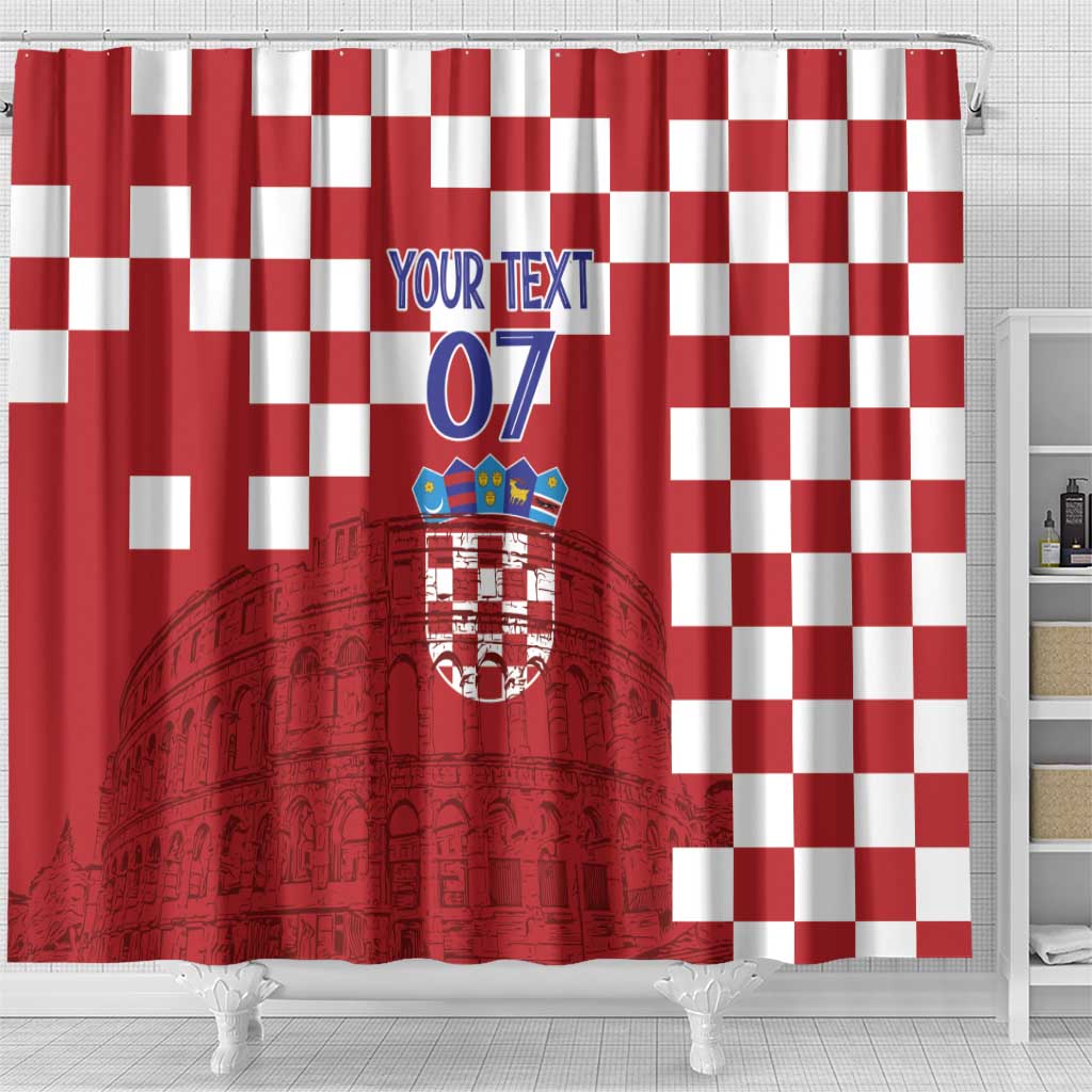 Croatia Football 2025 Custom Shower Curtain Red Hrvatska Kockasti - Pula Arena LT7