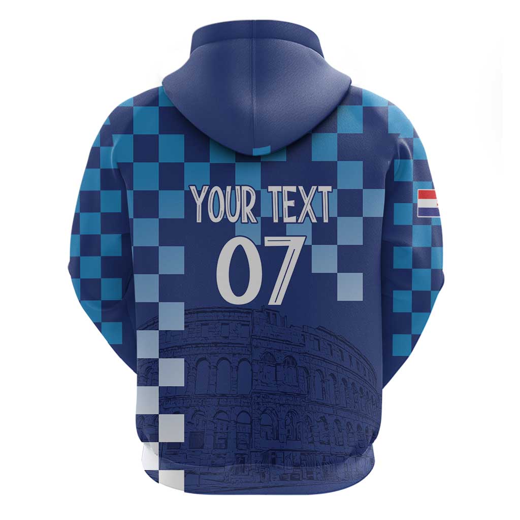 Croatia Football 2025 Custom Hoodie Blue Hrvatska Kockasti - Pula Arena LT7