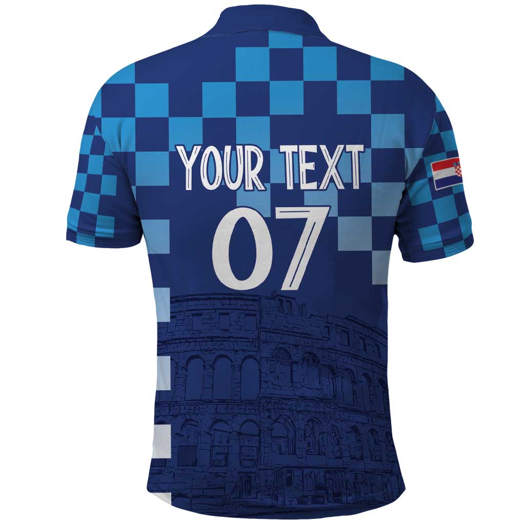Croatia Football 2025 Custom Polo Shirt Blue Hrvatska Kockasti - Pula Arena LT7