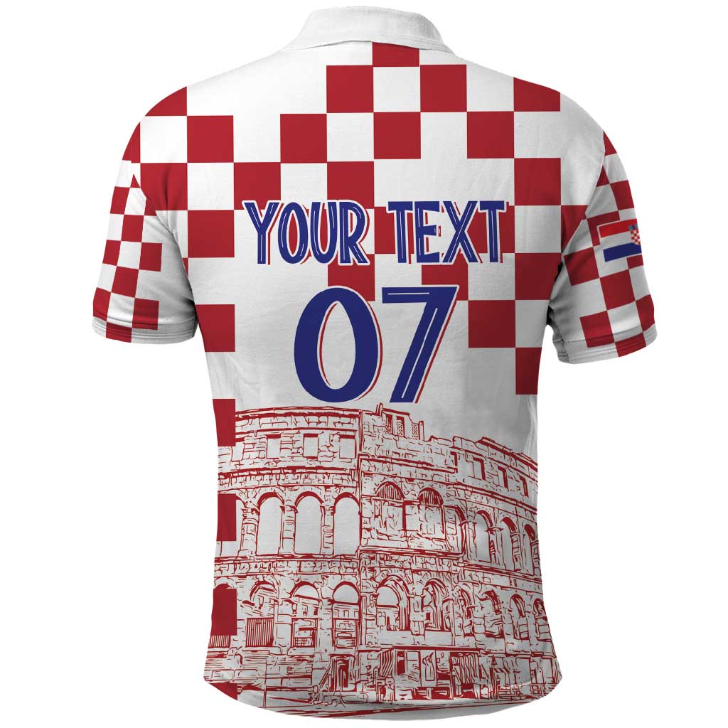 Croatia Football 2025 Custom Polo Shirt White Hrvatska Kockasti - Pula Arena LT7