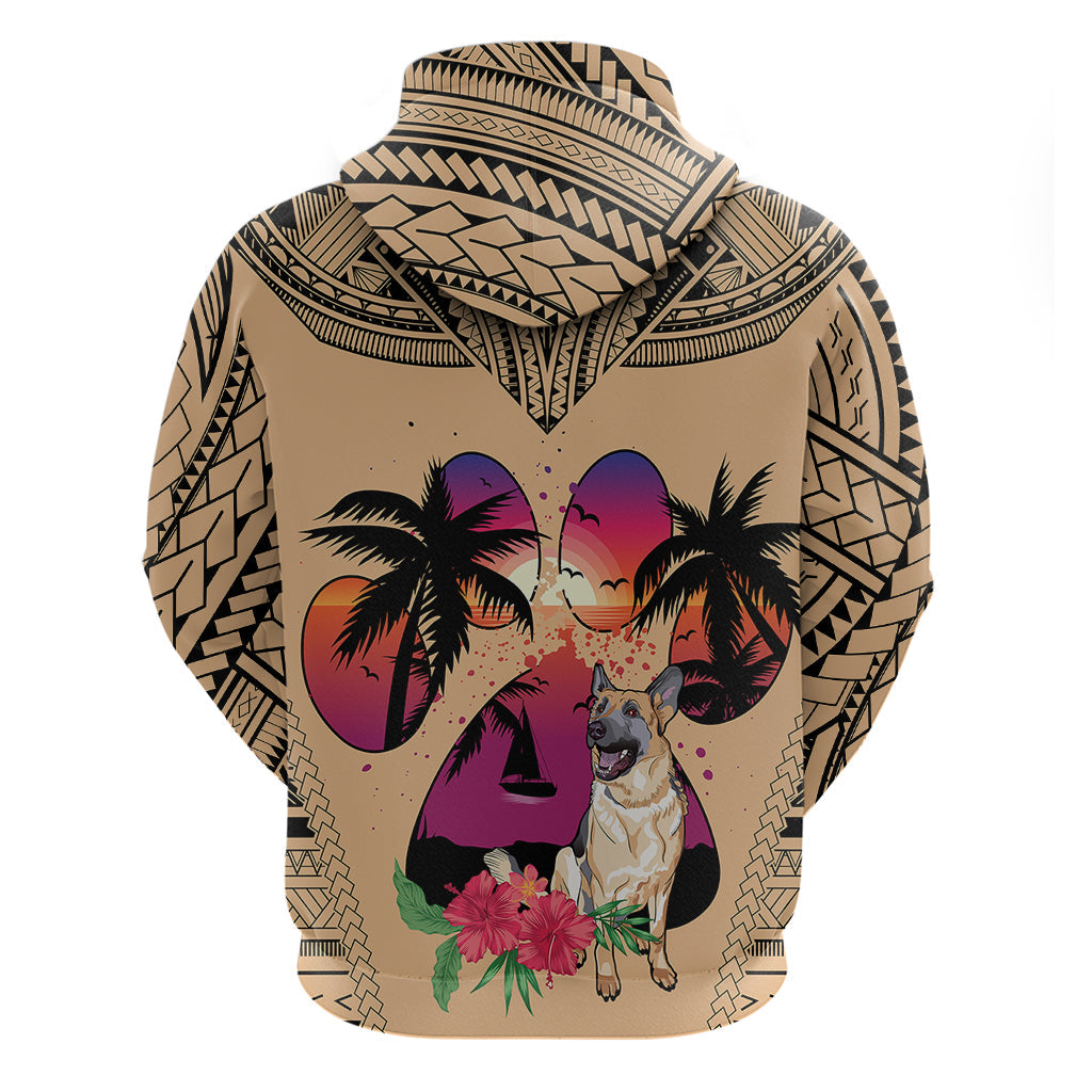 Polynesian Hoodie Dog Lover With German Shepherd - Sunset At The Beach LT7