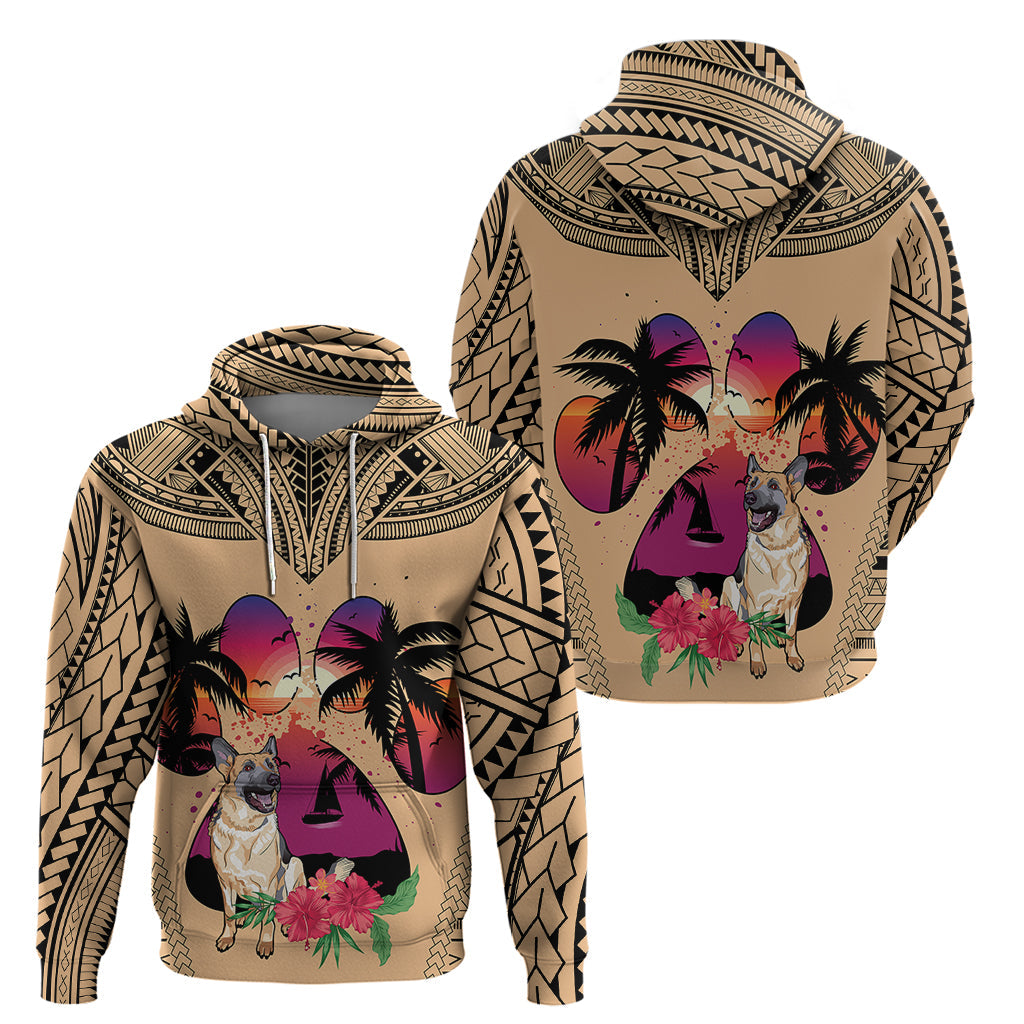 Polynesian Hoodie Dog Lover With German Shepherd - Sunset At The Beach LT7