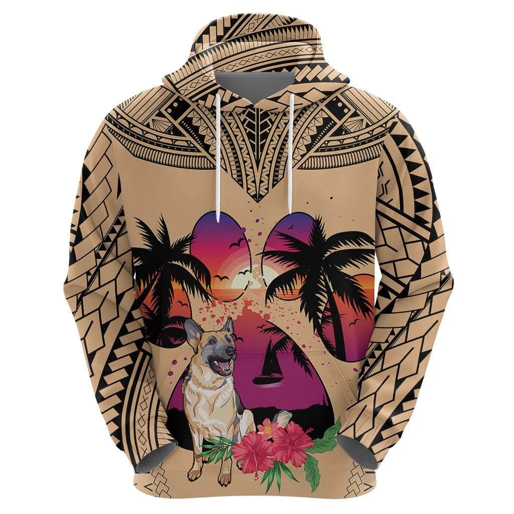 Polynesian Hoodie Dog Lover With German Shepherd - Sunset At The Beach LT7