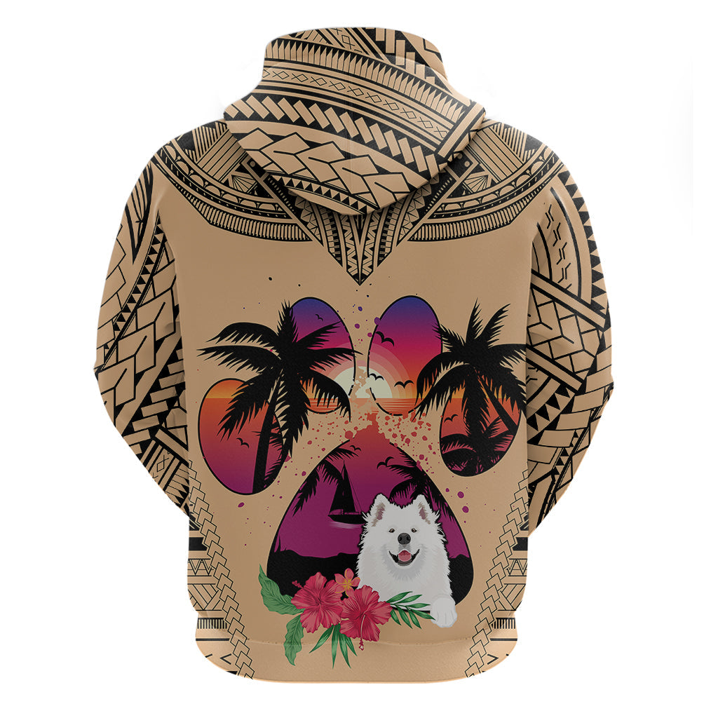 Polynesian Hoodie Dog Lover With Samoyed - Sunset At The Beach LT7
