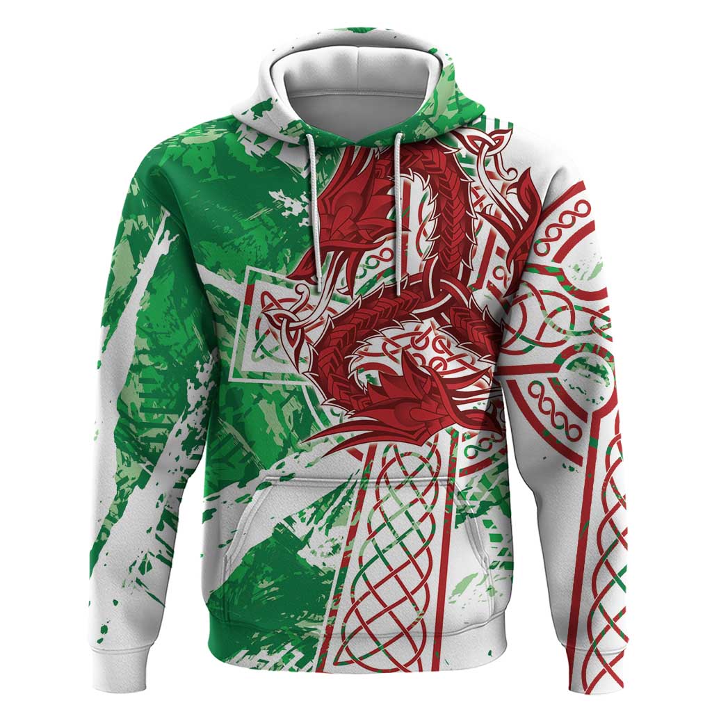 Wales Cymru Am Byth Hoodie Celtic Dragon Triskelion LT7