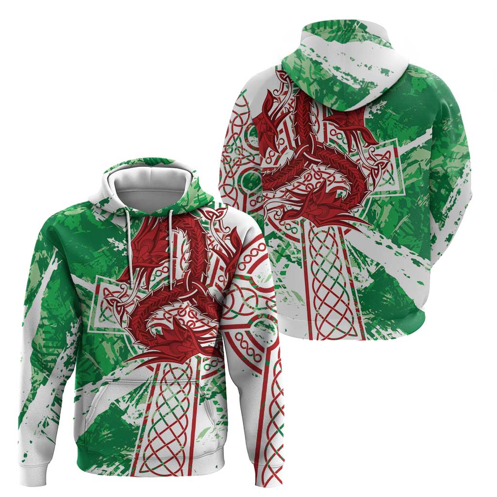 Wales Cymru Am Byth Hoodie Celtic Dragon Triskelion LT7