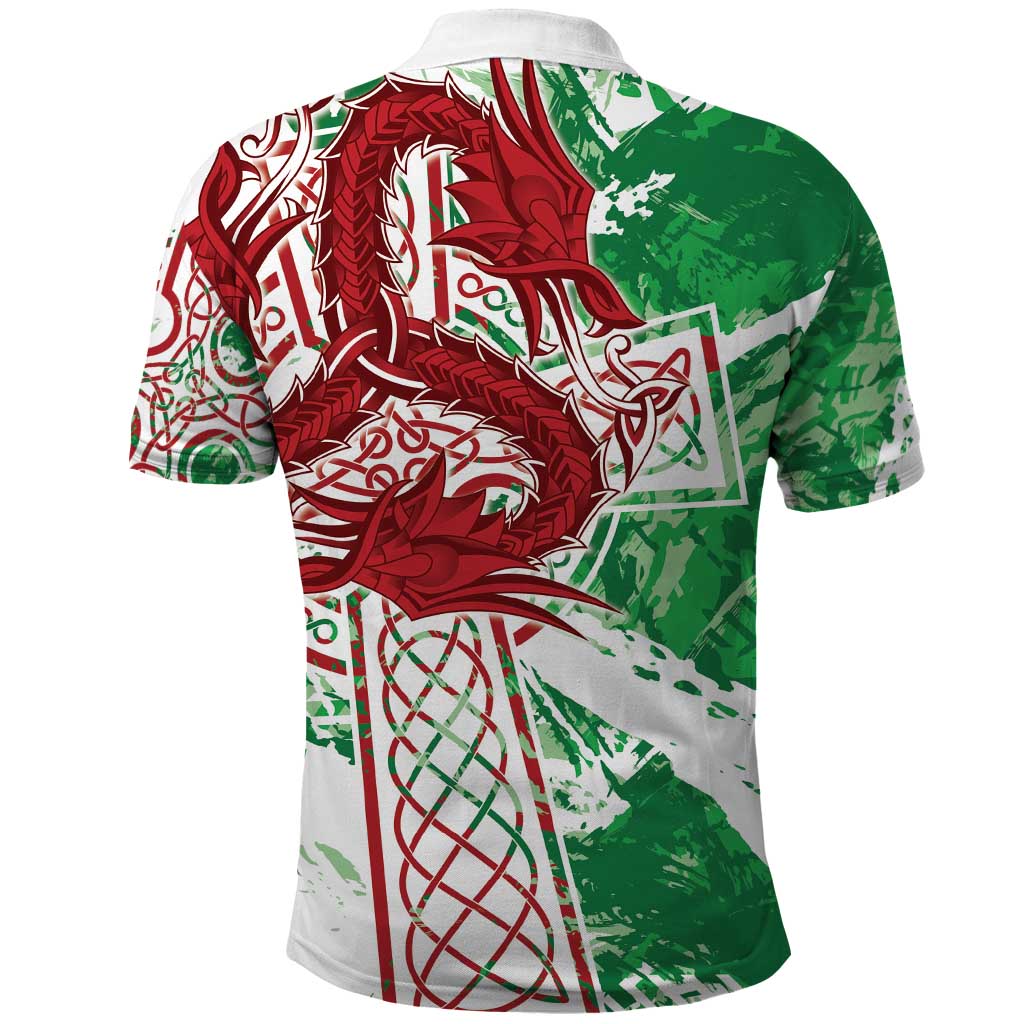 Wales Cymru Am Byth Polo Shirt Celtic Dragon Triskelion LT7