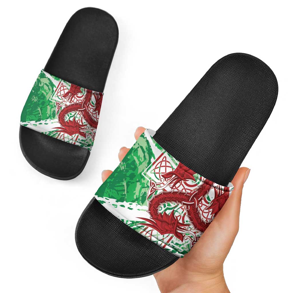 Wales Cymru Am Byth Slide Sandals Celtic Dragon Triskelion LT7