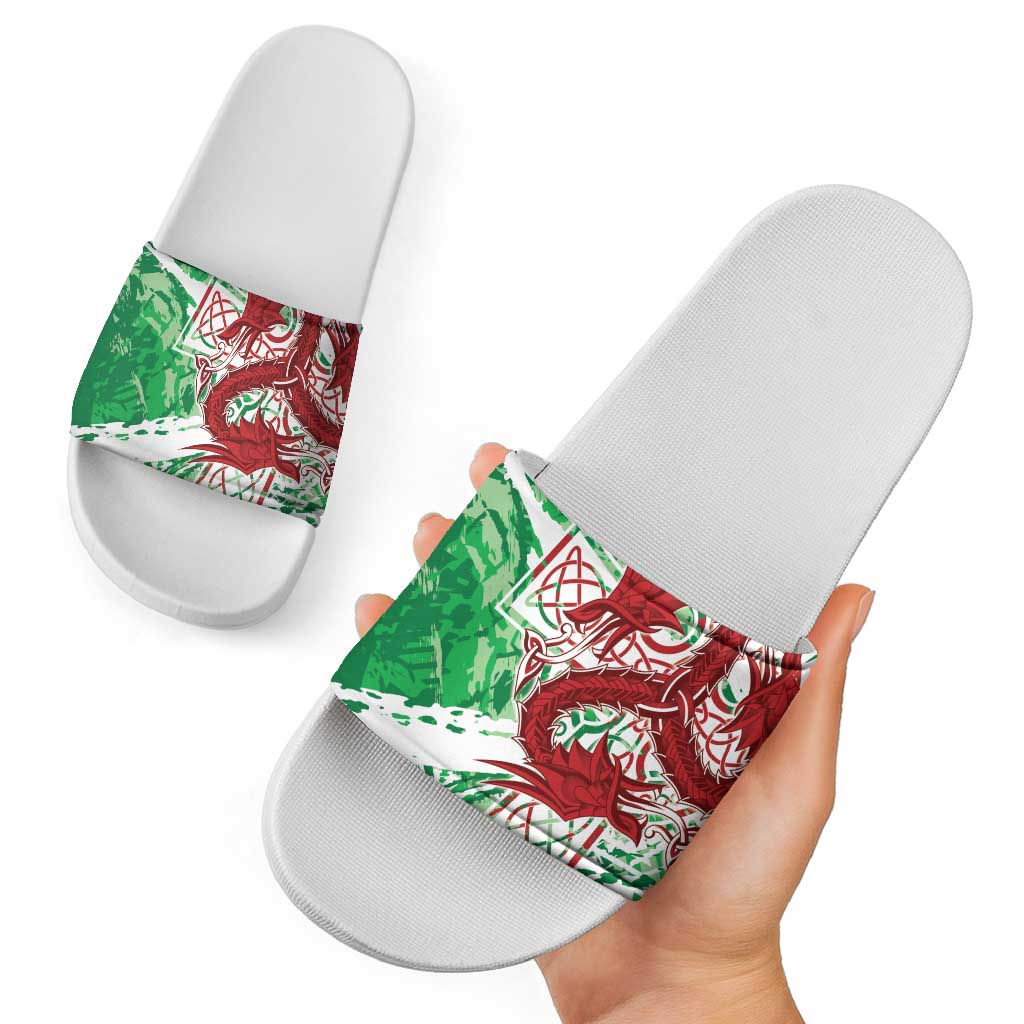 Wales Cymru Am Byth Slide Sandals Celtic Dragon Triskelion LT7