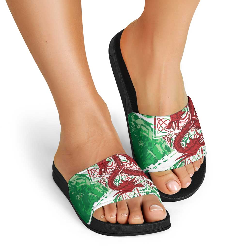 Wales Cymru Am Byth Slide Sandals Celtic Dragon Triskelion LT7