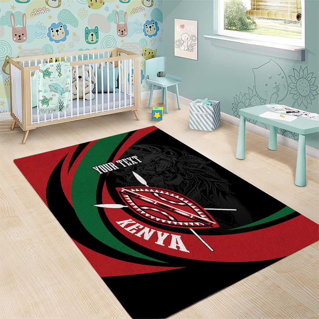 Kenya Personalized Area Rug Mashujaa Day Lion Warrior LT7