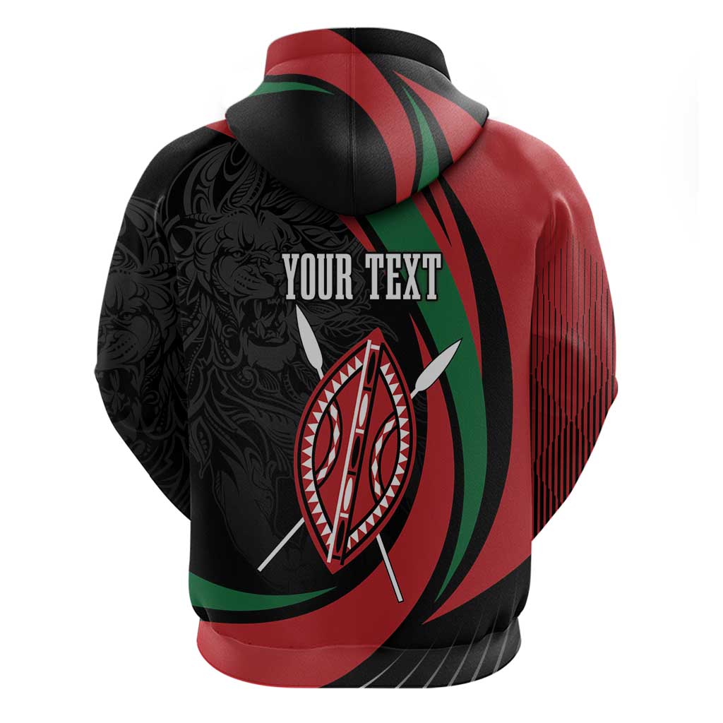 Kenya Mashujaa Day Personalized Hoodie Lion Warrior with Masai Shield LT7