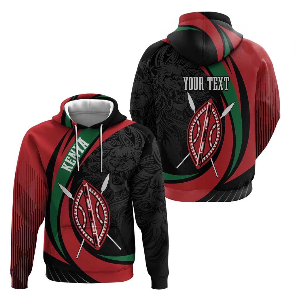 Kenya Mashujaa Day Personalized Hoodie Lion Warrior with Masai Shield LT7