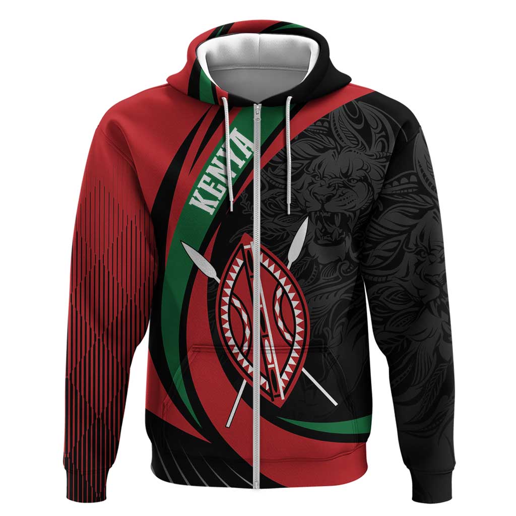 Kenya Mashujaa Day Personalized Hoodie Lion Warrior with Masai Shield LT7