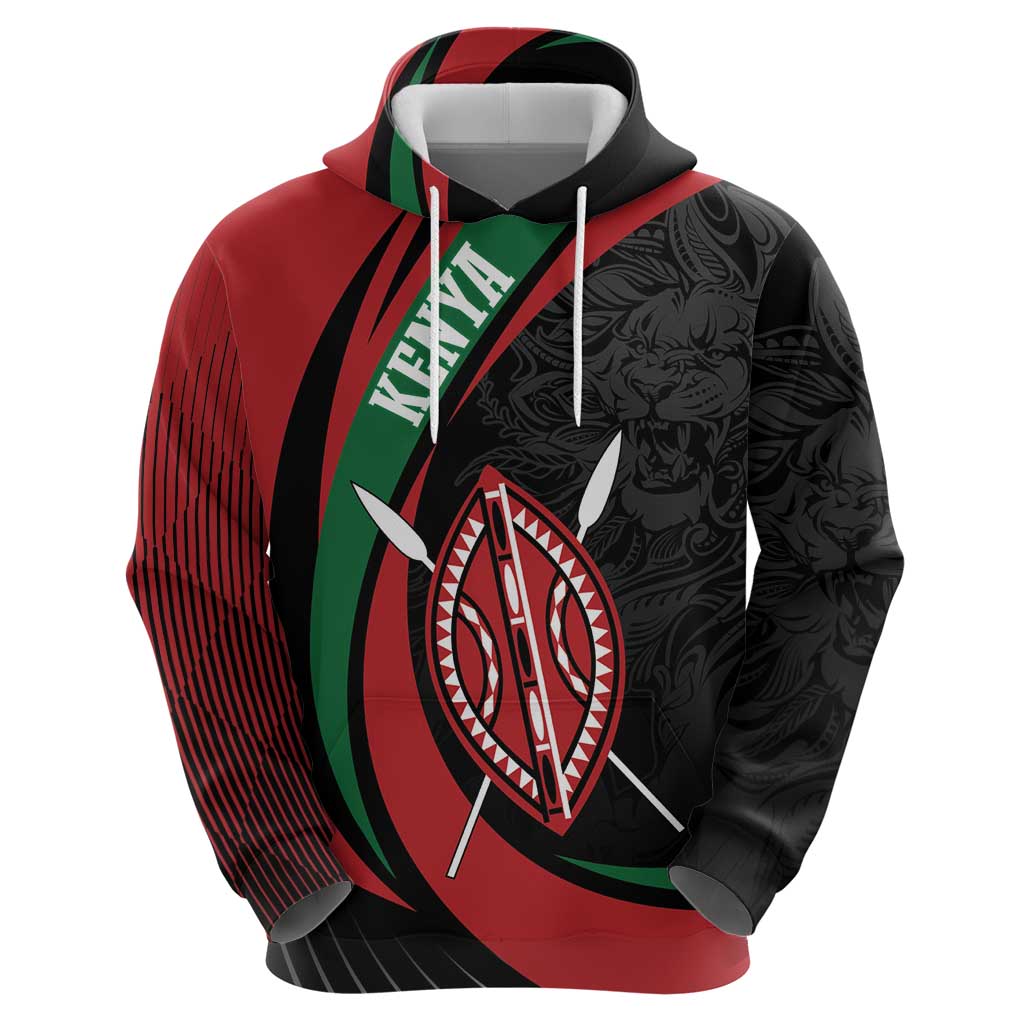 Kenya Mashujaa Day Personalized Hoodie Lion Warrior with Masai Shield LT7