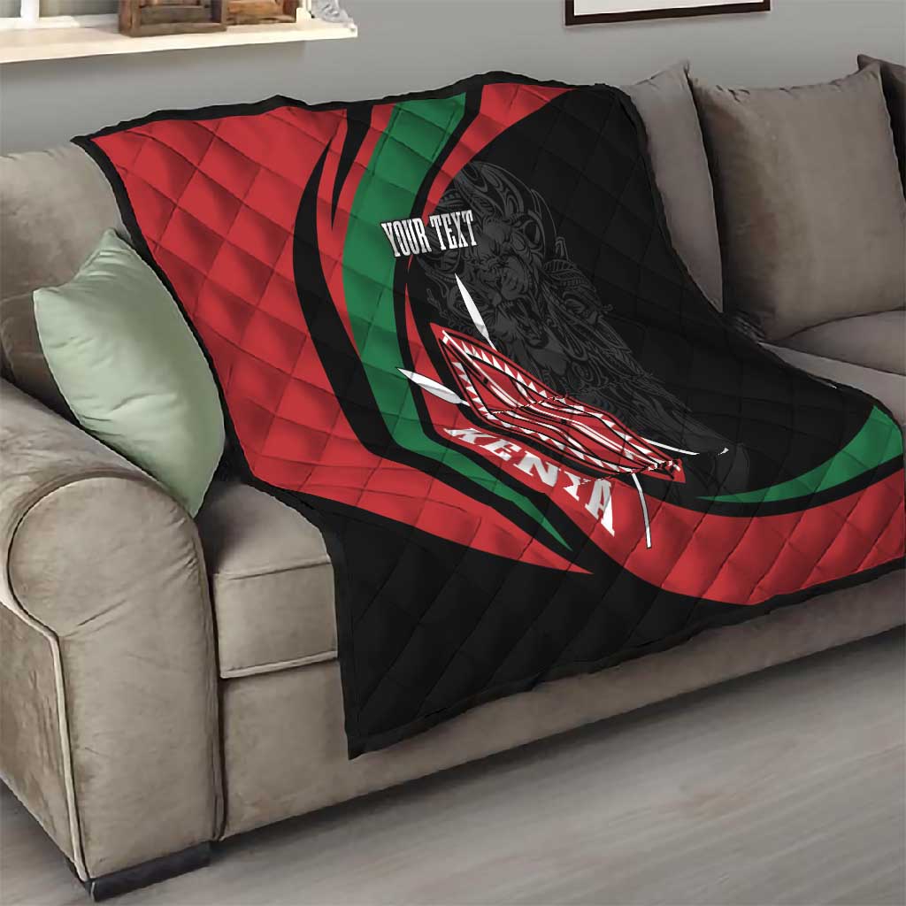 Kenya Personalized Quilt Mashujaa Day Lion Warrior LT7