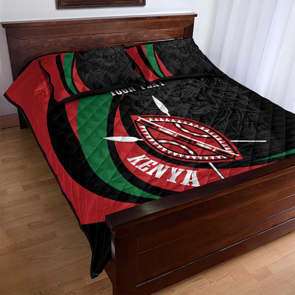 Kenya Personalized Quilt Bed Set Mashujaa Day Lion Warrior LT7