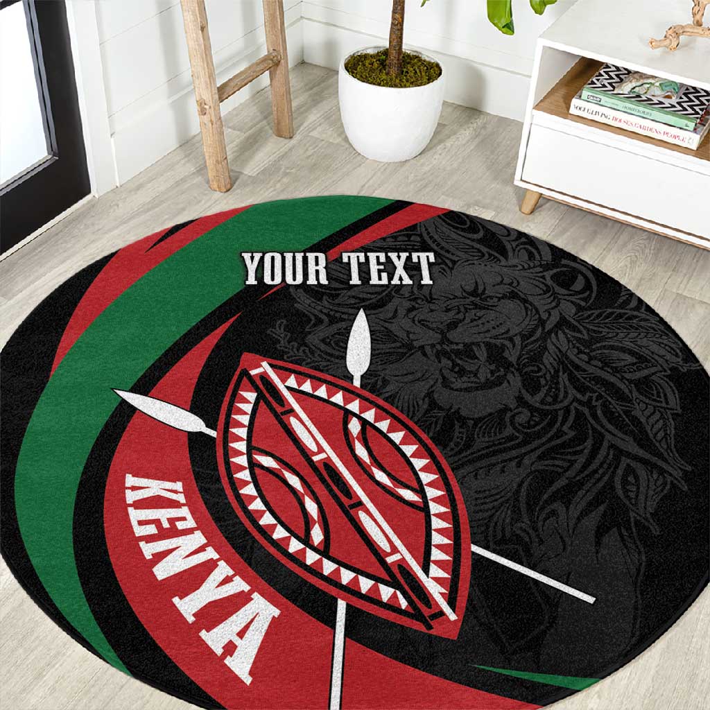 Kenya Personalized Round Carpet Mashujaa Day Lion Warrior LT7