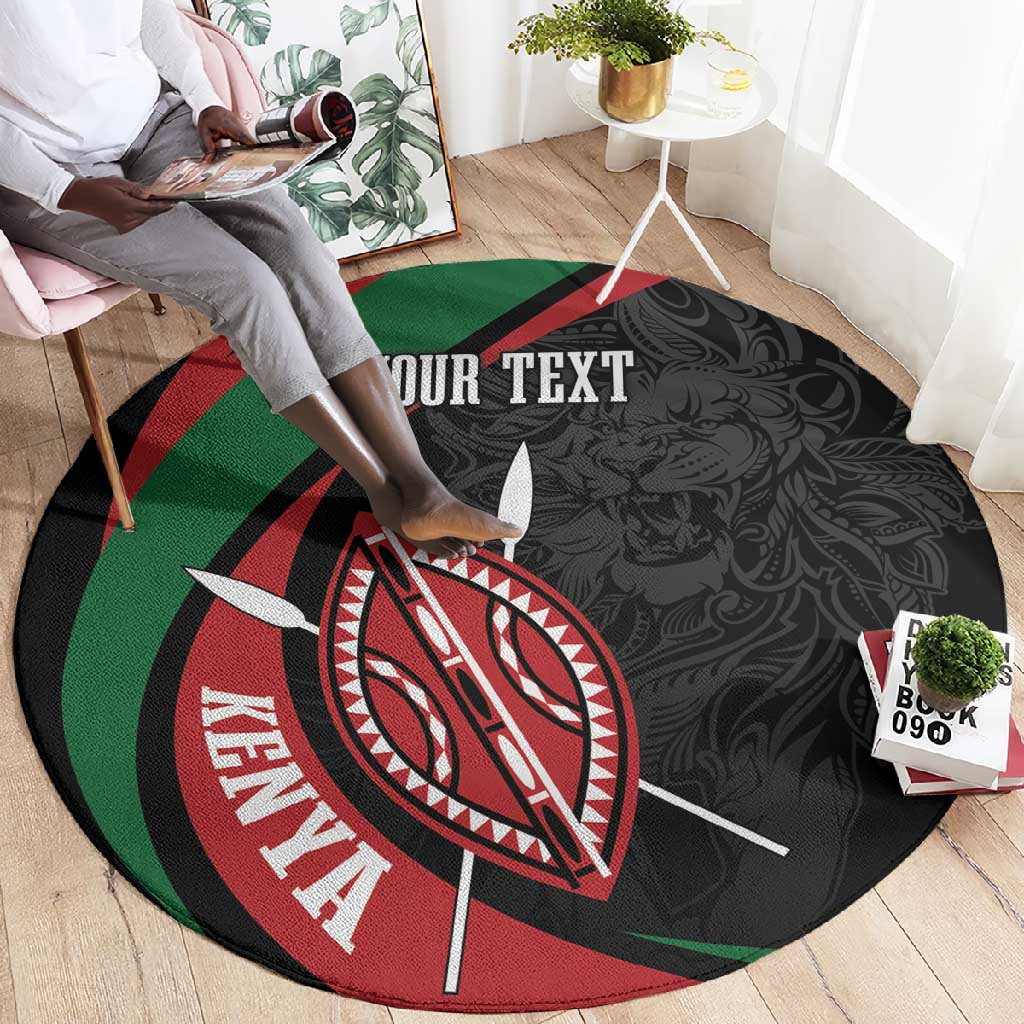 Kenya Personalized Round Carpet Mashujaa Day Lion Warrior LT7