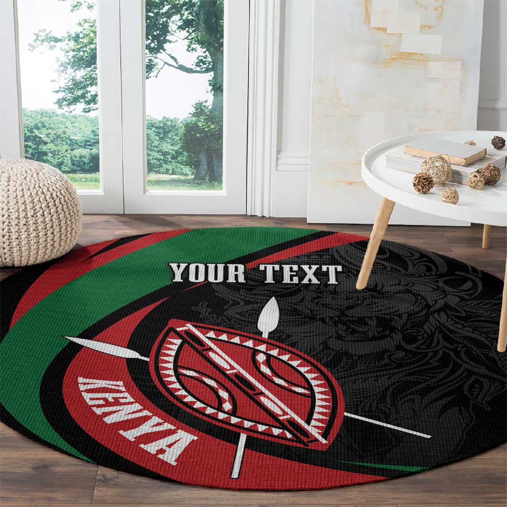 Kenya Personalized Round Carpet Mashujaa Day Lion Warrior LT7