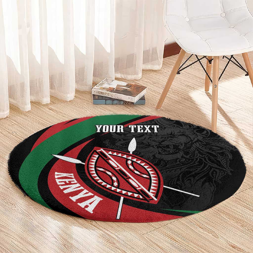 Kenya Personalized Round Carpet Mashujaa Day Lion Warrior LT7