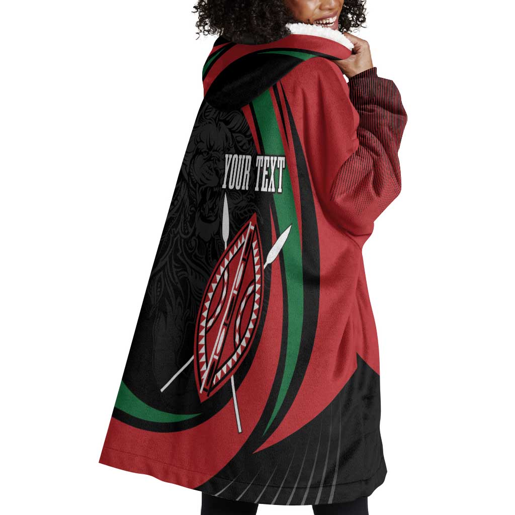 Kenya Personalized Wearable Blanket Hoodie Mashujaa Day Lion Warrior LT7