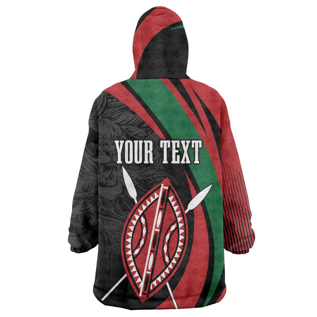 Kenya Personalized Wearable Blanket Hoodie Mashujaa Day Lion Warrior LT7