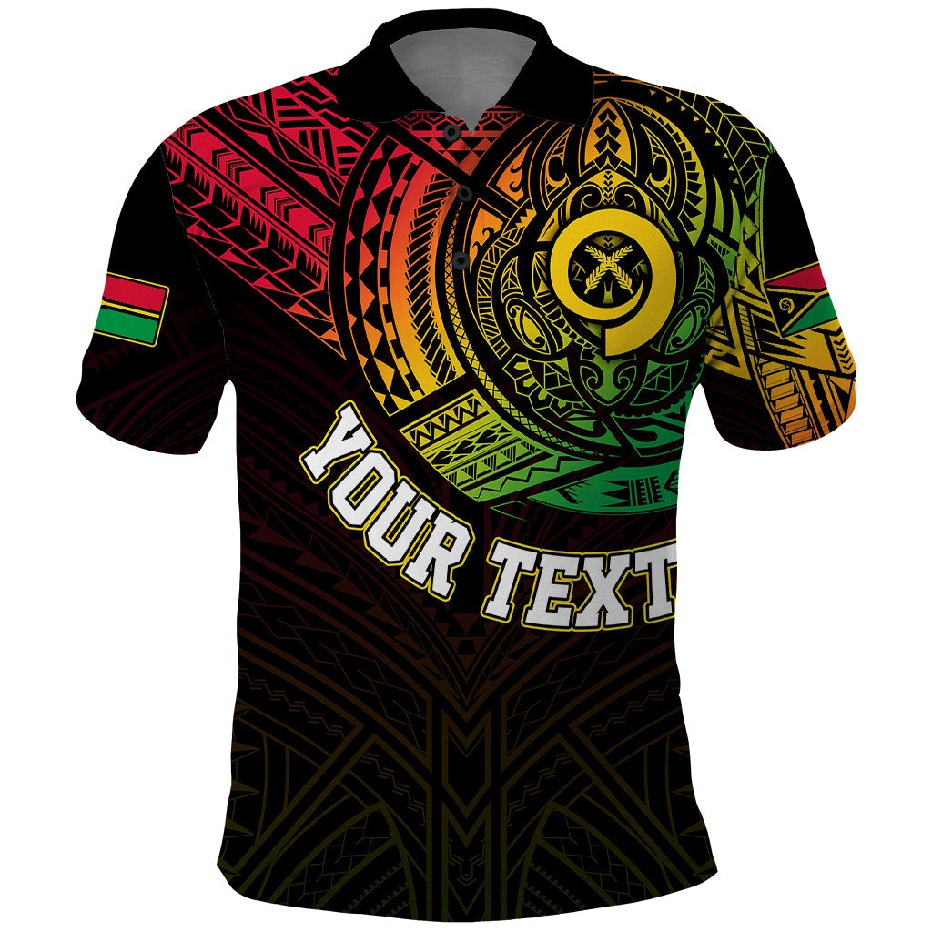 Custom Vanuatu Polo Shirt Turtle Chest Tattoo Flag Color LT7