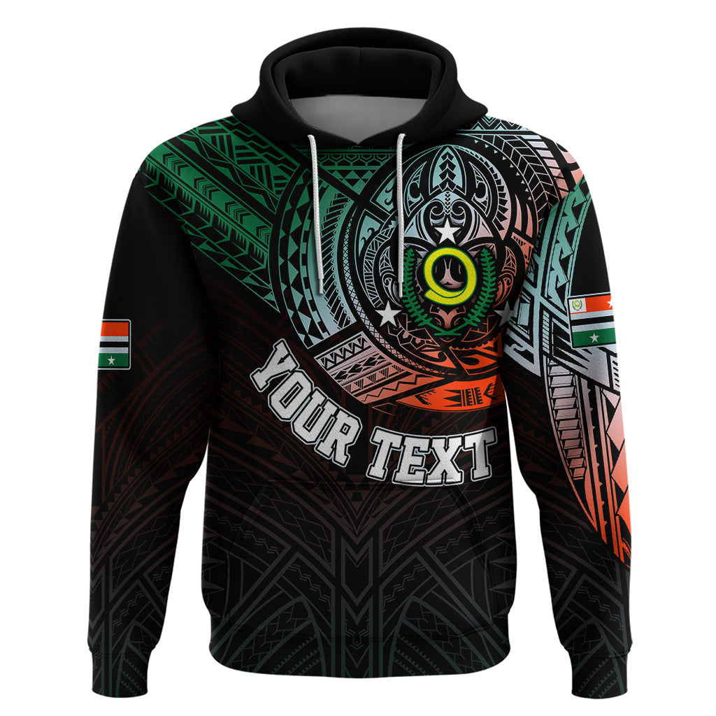 Custom Vanuatu Hoodie Turtle Chest Tattoo Flag Color - Penama LT7