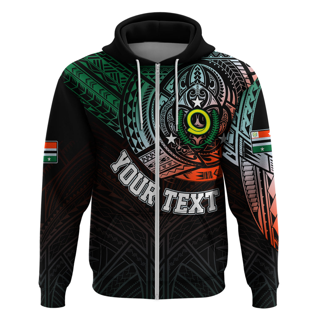 Custom Vanuatu Hoodie Turtle Chest Tattoo Flag Color - Penama LT7