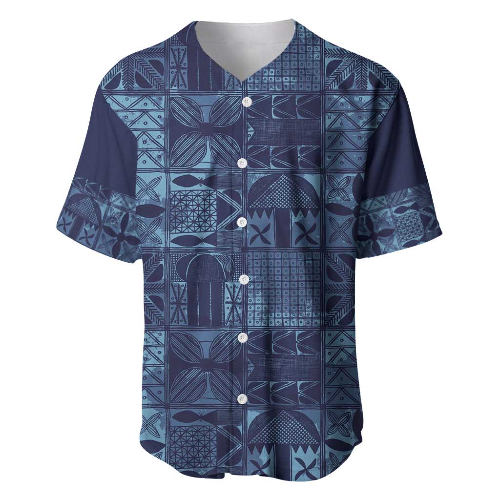 Yoruba Adire Eleko Patterns Baseball Jersey Indigo Vintage LT7
