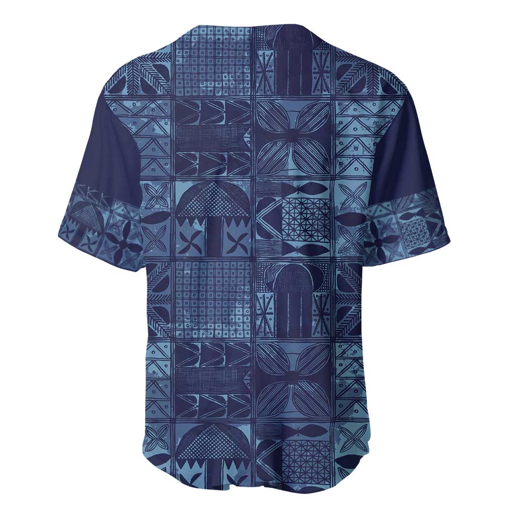 Yoruba Adire Eleko Patterns Baseball Jersey Indigo Vintage LT7