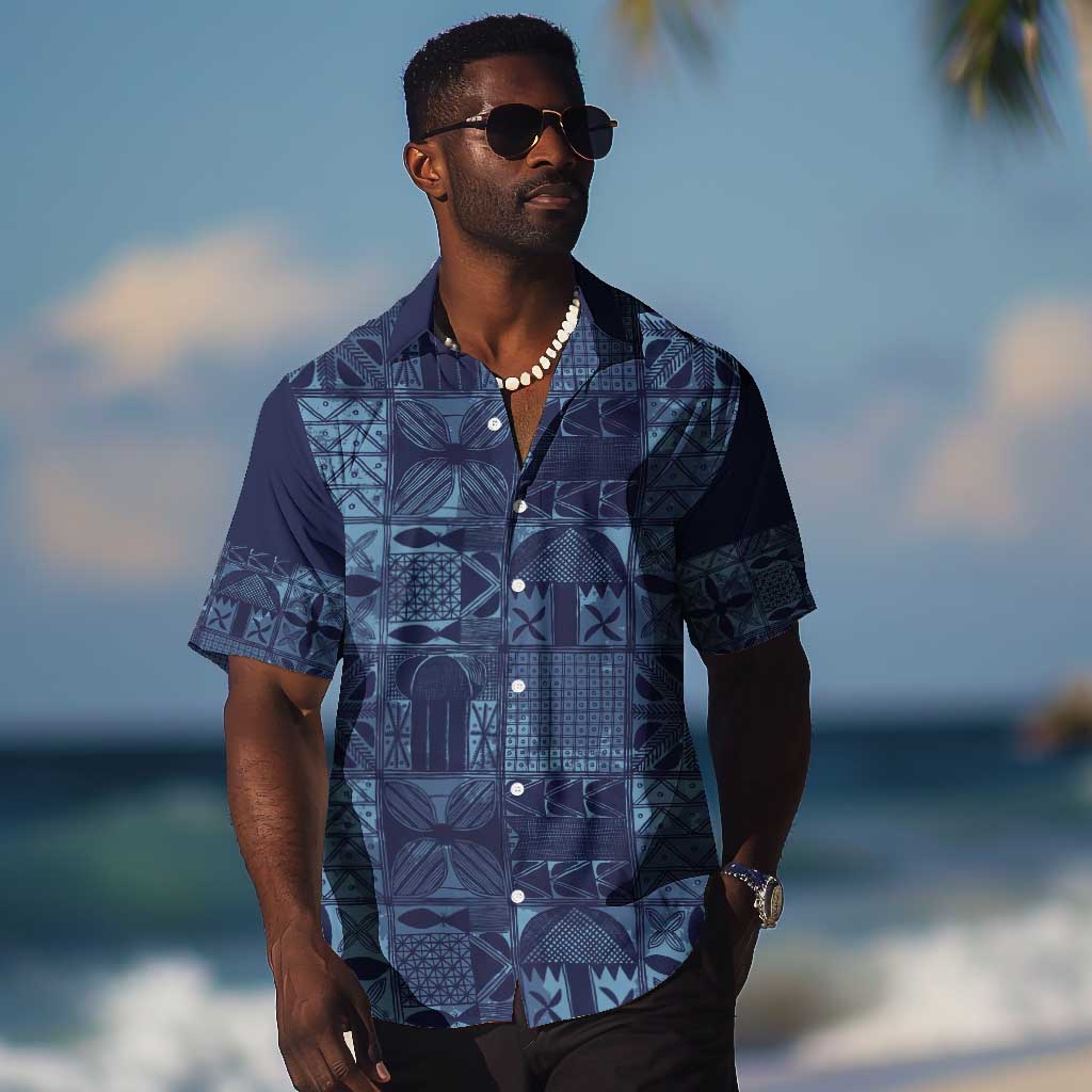 Yoruba Adire Eleko Patterns Hawaiian Shirt Indigo Vintage LT7