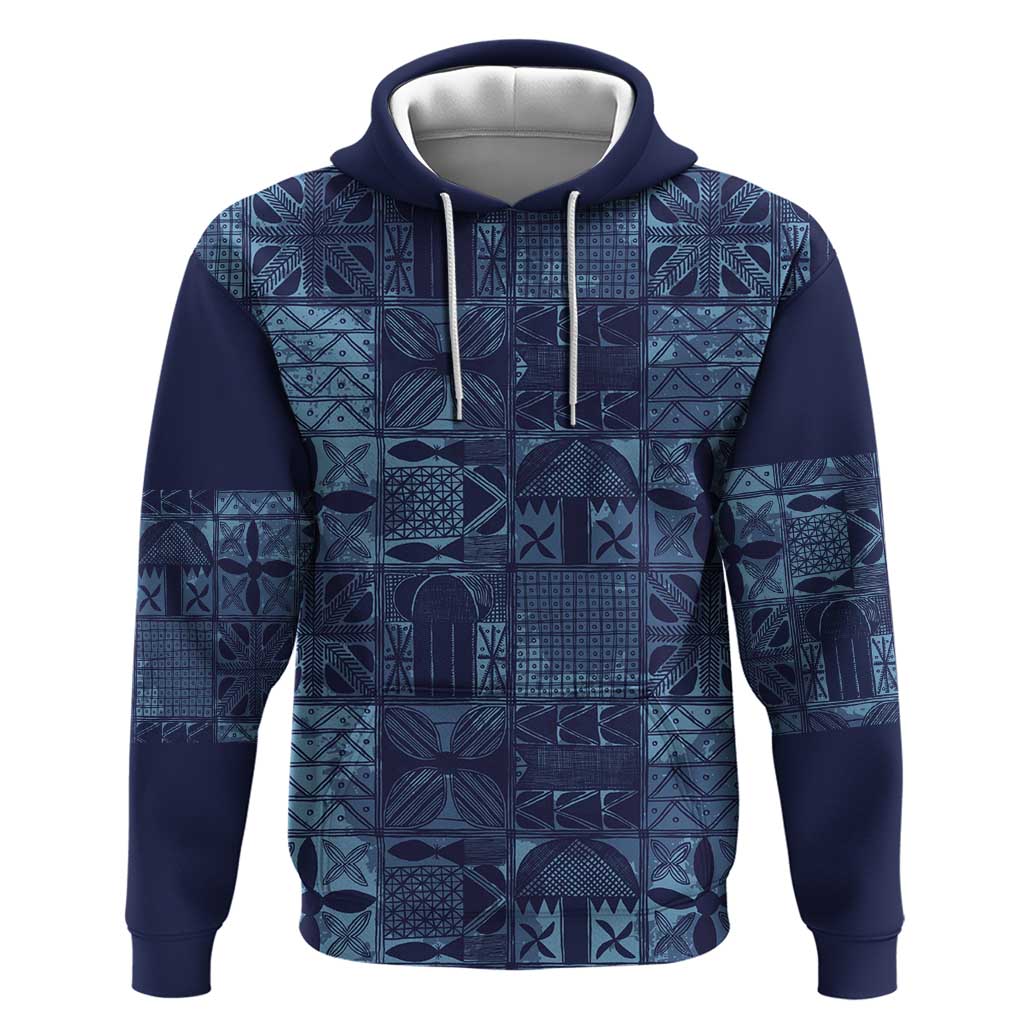 Yoruba Adire Eleko Patterns Hoodie Indigo Vintage LT7