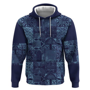 Yoruba Adire Eleko Patterns Hoodie Indigo Vintage LT7