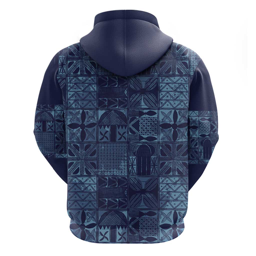 Yoruba Adire Eleko Patterns Hoodie Indigo Vintage LT7