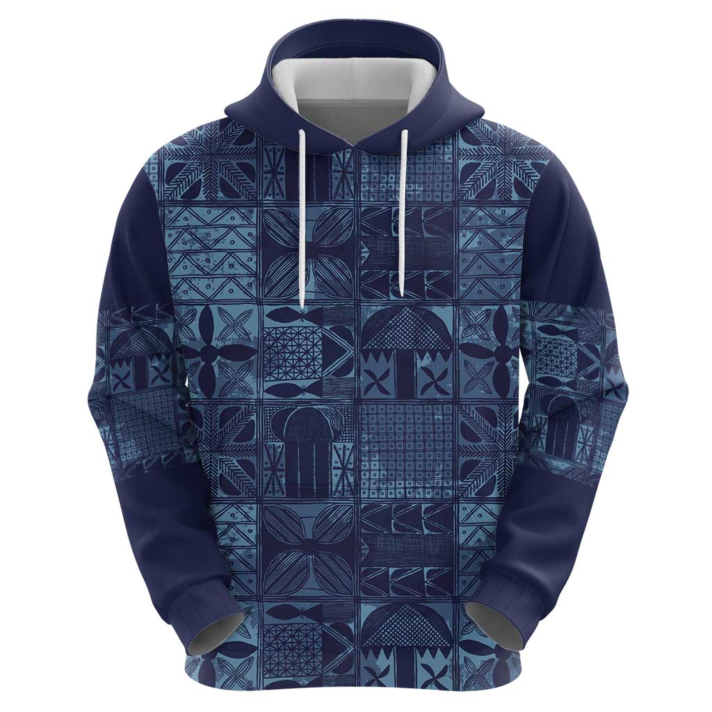Yoruba Adire Eleko Patterns Hoodie Indigo Vintage LT7