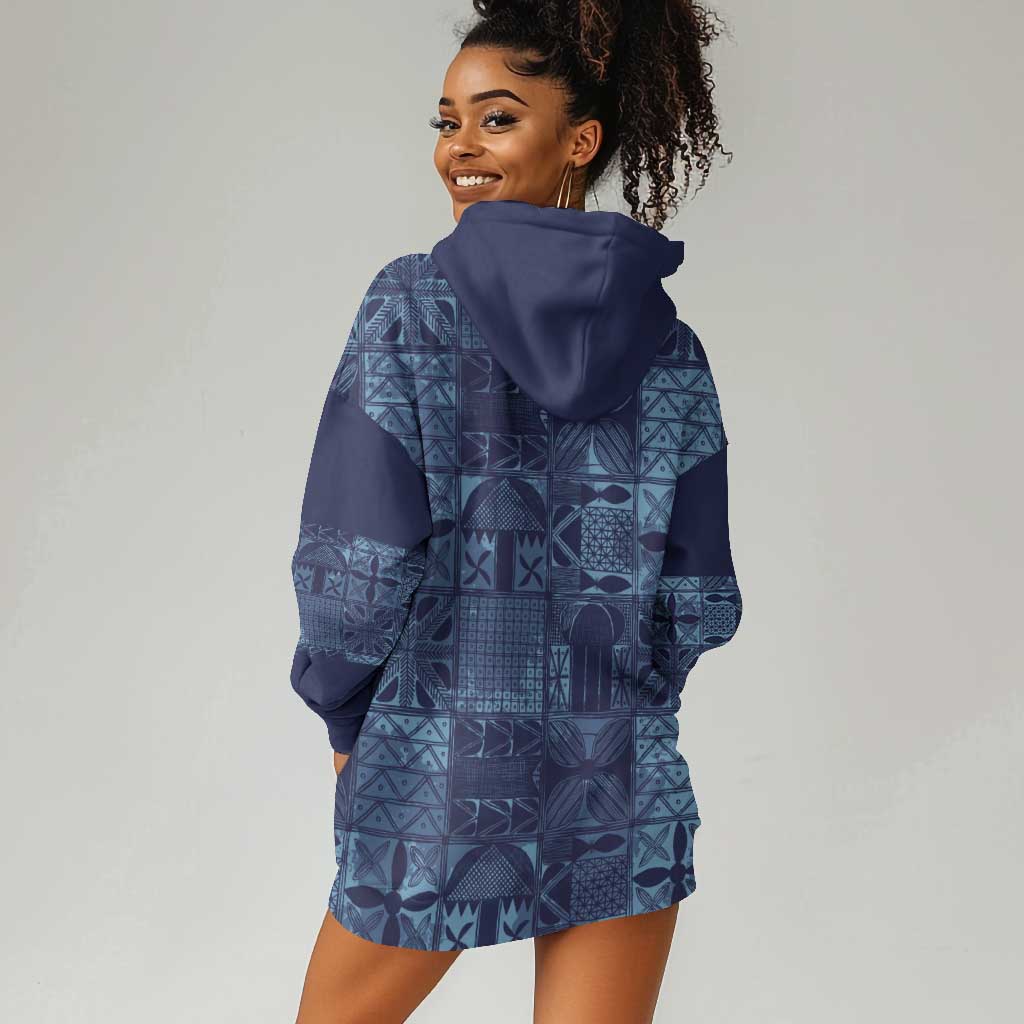 Yoruba Adire Eleko Patterns Hoodie Dress Indigo Vintage LT7