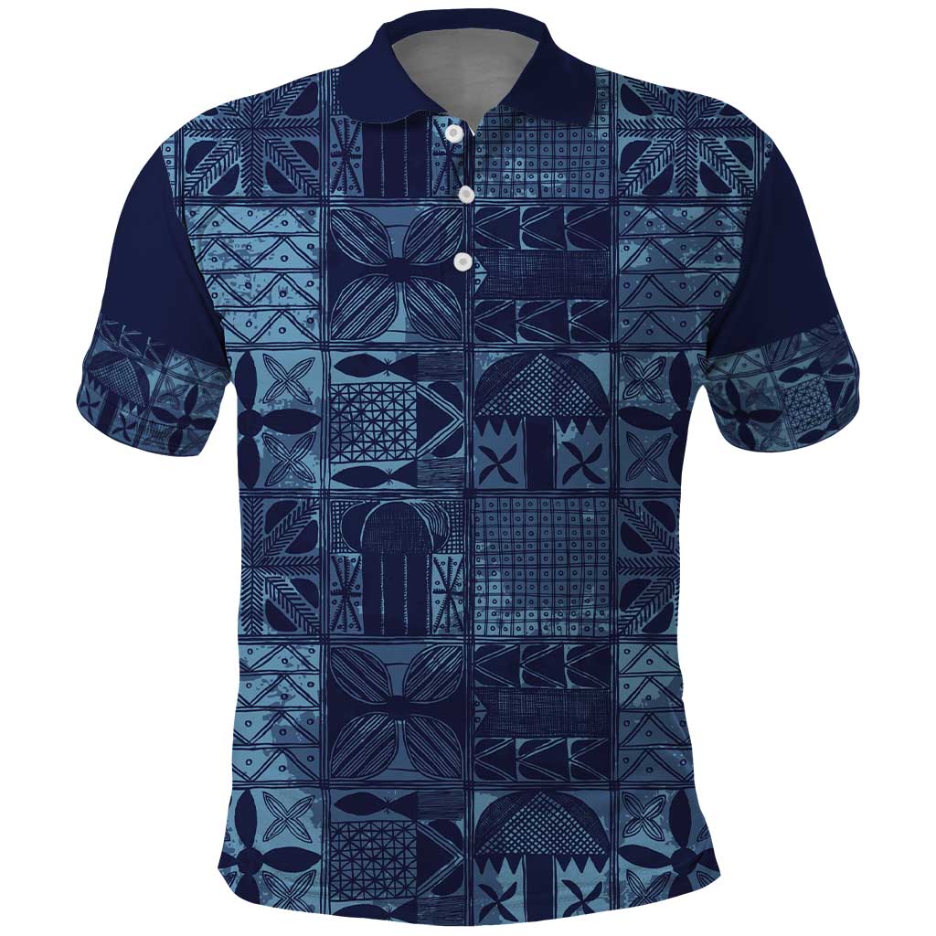 Yoruba Adire Eleko Patterns Polo Shirt Indigo Vintage LT7