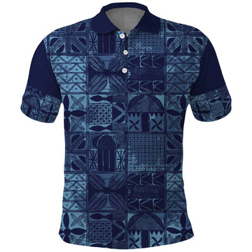 Yoruba Adire Eleko Patterns Polo Shirt Indigo Vintage LT7