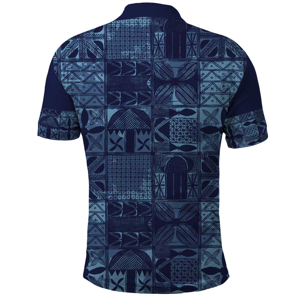 Yoruba Adire Eleko Patterns Polo Shirt Indigo Vintage LT7