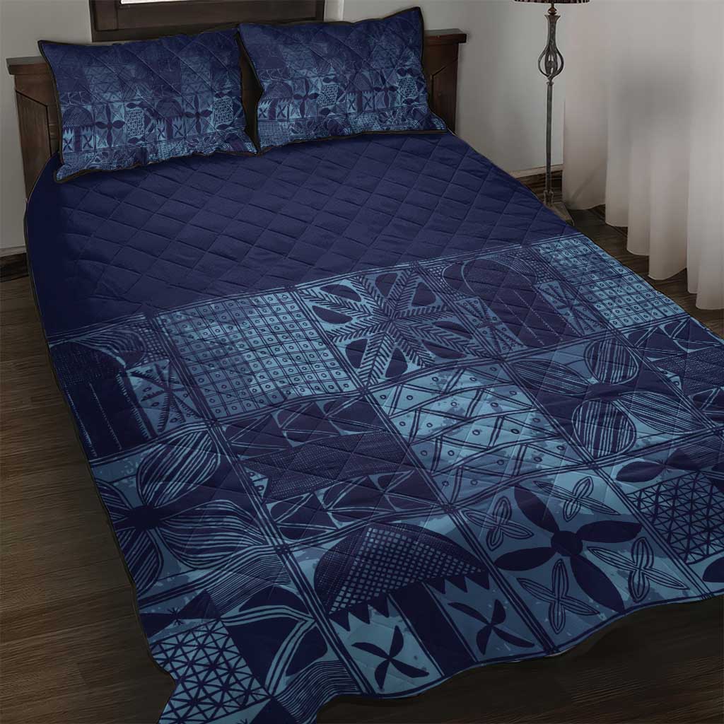 Yoruba Adire Eleko Patterns Quilt Bed Set Indigo Vintage LT7