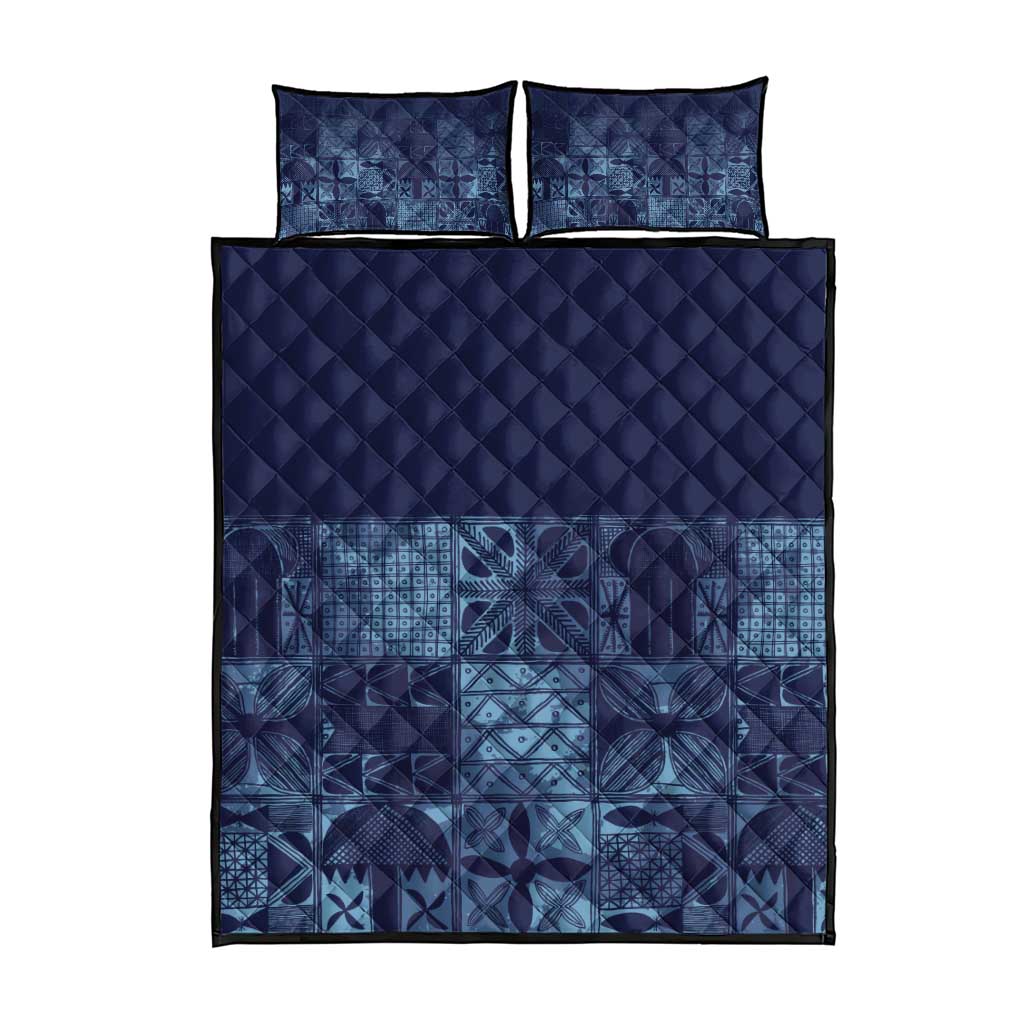 Yoruba Adire Eleko Patterns Quilt Bed Set Indigo Vintage LT7