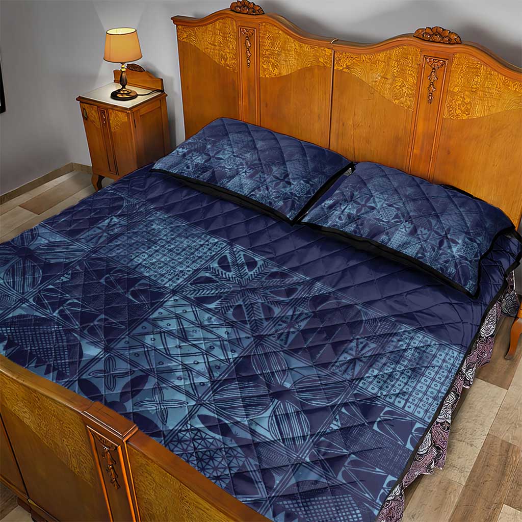 Yoruba Adire Eleko Patterns Quilt Bed Set Indigo Vintage LT7