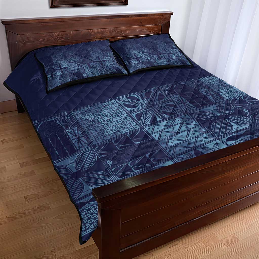 Yoruba Adire Eleko Patterns Quilt Bed Set Indigo Vintage LT7