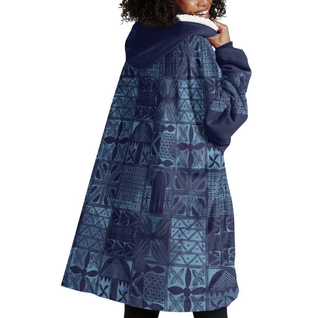 Yoruba Adire Eleko Patterns Wearable Blanket Hoodie Indigo Vintage LT7
