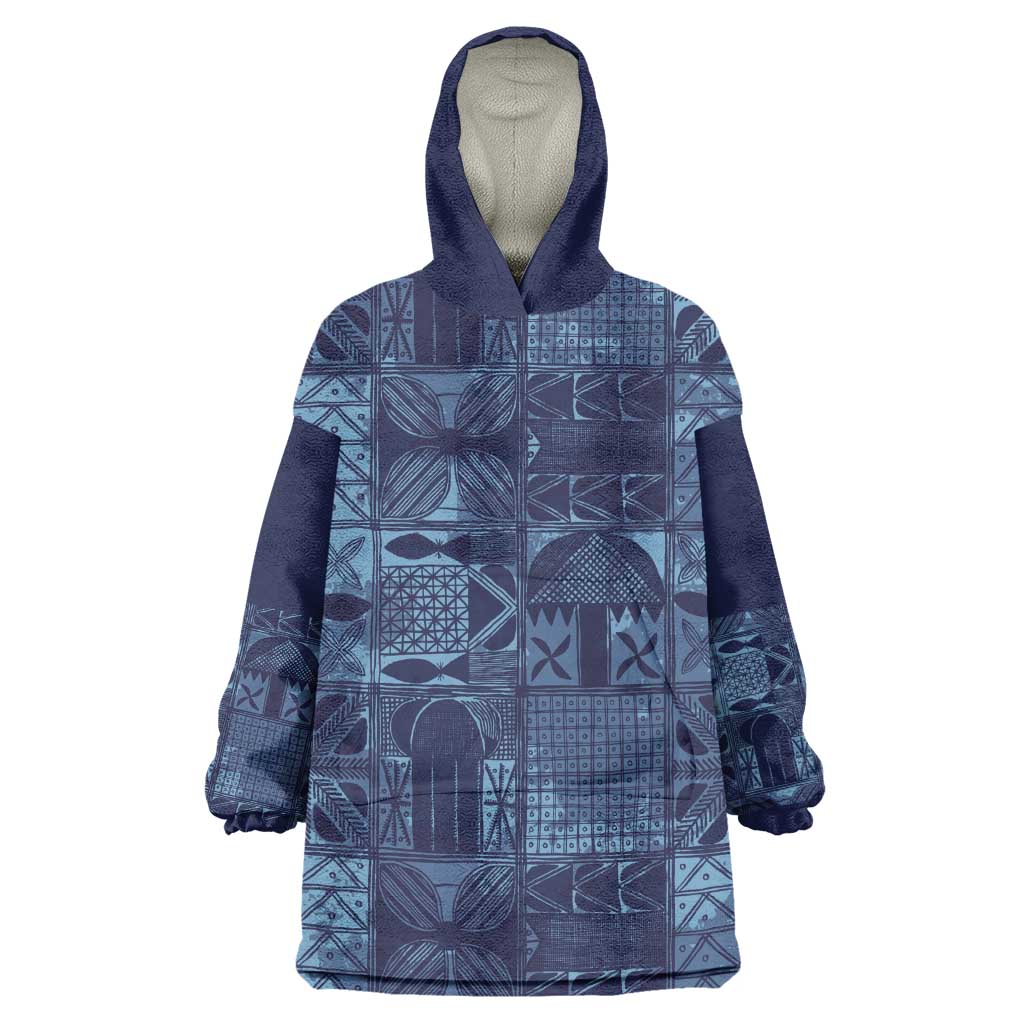 Yoruba Adire Eleko Patterns Wearable Blanket Hoodie Indigo Vintage LT7